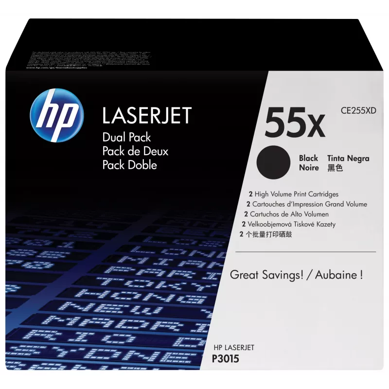 HP 55X 2er-Pack Hohe Reichweite Schwarz Original LaserJet Tonerkartuschen