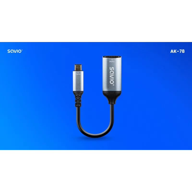 Savio Adapter USB-C (M) HDMI (f), 4K, 60Hz, Aluminium, AK-78
