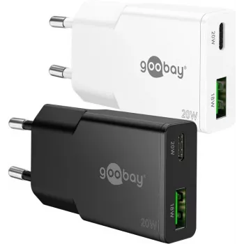 Goobay USB-C PD GaN Dual-Schnellladegerät schlank 20 W Weiß - 1x -Anschluss Stromversorgung (75730)