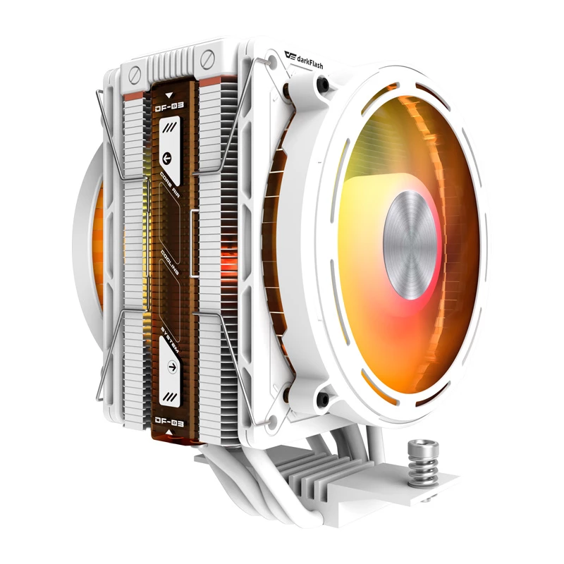 Prozessorkühler Darkflash E400 PLUS (weiß) — aktive Luftkühlung für CPU, Tower-Design, Einzellüfter-Konfiguration
