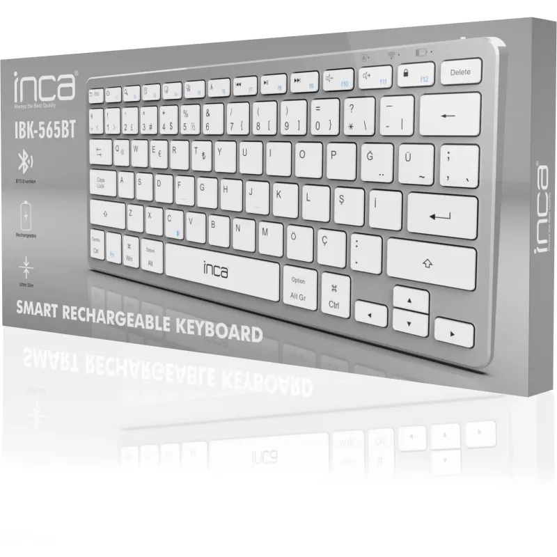 INCA Tastatur IBK-565BT BT 5.0, Smart, Akku 150Std, 8-10m silber