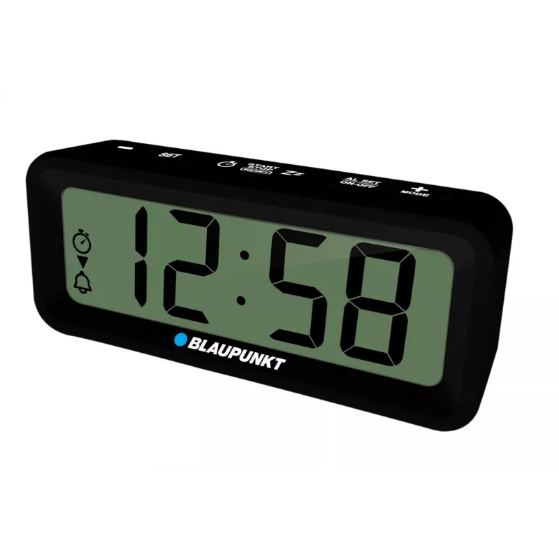 BLAUPUNKT elektronisches Zubehör CL04BK — schwarze kompakte Uhr mit Thermometer, Feuchtigkeitsanzeige, Kalender, Alarm, Schlummerfunktion, AAA-Batterie