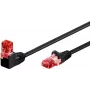Goobay CAT 6 Patchkabel 1x 90° gewinkelt, U/UTP, Schwarz, 2 m - Rastnasenoberseite, CCA Kupfermix (51516)