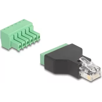 DeLOCK 66590 Kabeladapter RJ12 6-Pin-Klemmleiste Schwarz Grün