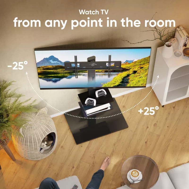 TV-Standfuß ONKRON TS5550-B für 32–65 Zoll (81,3–165,1 cm), max. Belastung 30 kg, VESA 100x100–600x400, Höhe 880–1080 mm, schwenkbar ±25°