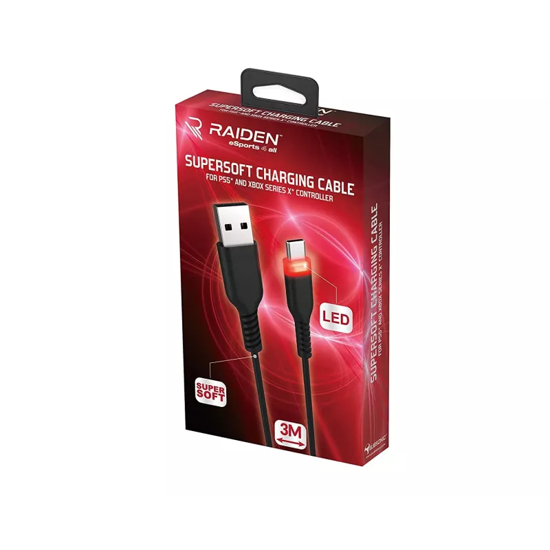 USB-C-Ladekabel SUBSONIC SA5601 3 m – Kompatibel mit PS5, Xbox, Nintendo Switch