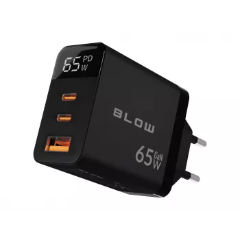 LCD-Wandladegerät USB-Steckdose + USB-Cx2 PD 65W GAN schwarz Wattmeter