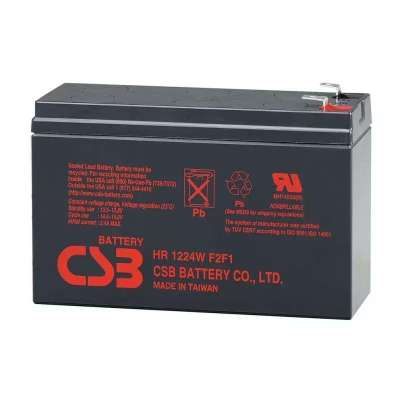 Versiegelte Blei-Säure-Batterie csb HRL 1225 12V 5,8Ah — wiederaufladbare VRLA-Batterie für Backup-Strom