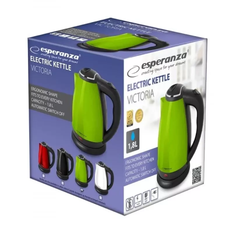 Wasserkocher ESPERANZA EKK113G 1,8 L 1800 W Edelstahlgehäuse, automatische Abschaltung, Trockengehschutz
