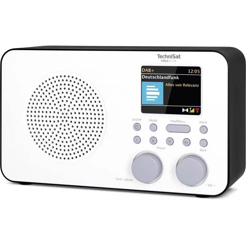 Internetradio TECHNISAT VIOLA 2 C IR — Analoger & digitaler Tuner, DAB+/FM, Wi‑Fi, 3 W, 2,4 Zoll TFT, 3,5 mm, Schwarz/Weiß