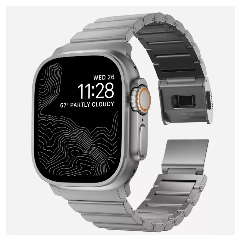 NOMAD Titanium Armband für Apple Watch 46mm/49mm Silber
