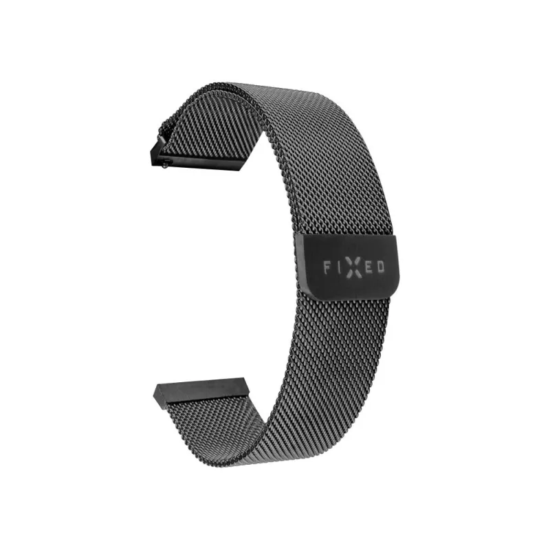 Uhrenarmband FIXED Mesh Strap FIXMEST-18MM-BK 18 mm Schnellwechsel schwarz Metallmesh