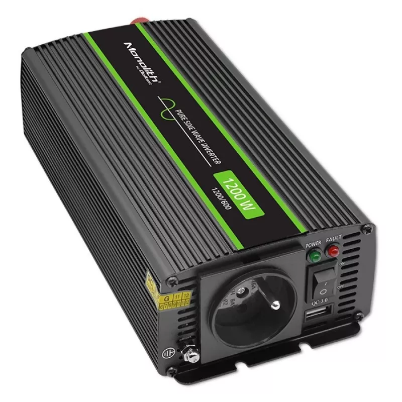 Auto-Wechselrichter Qoltec Monolith 1200 W Schwarz 12 V