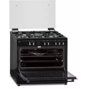 Gas-Elektroherd MPM MPM-93-KGM-32 90 cm mit Gaskochfeld, Elektrobackofen, 5 Brennern, schwarz, Energieeffizienzklasse A