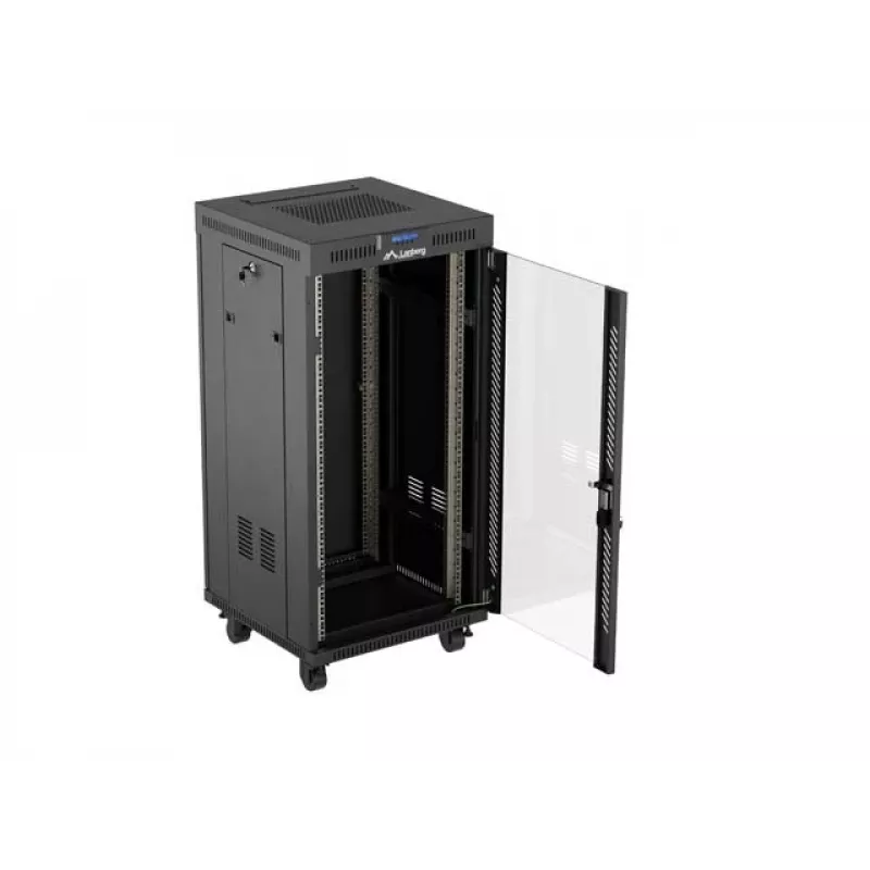 Freistehendes Rack-Gehäuse LANBERG FF01-6624-12BL 24U 19 Zoll 600×600 mm, IP20, 1200 kg, Schwarz