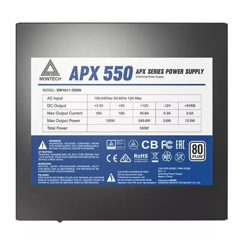 Montech APX550 Netzteil 550 W 20+4 pin ATX ATX Schwarz