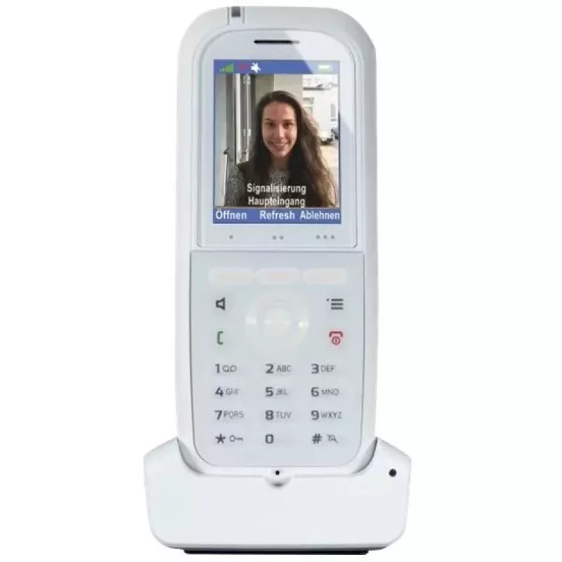 DECT-Telefon agfeo DECT 77 IP — kabelloses VoIP-Handset mit Freisprechfunktion, Anruferkennung, Anzeige (weiß)