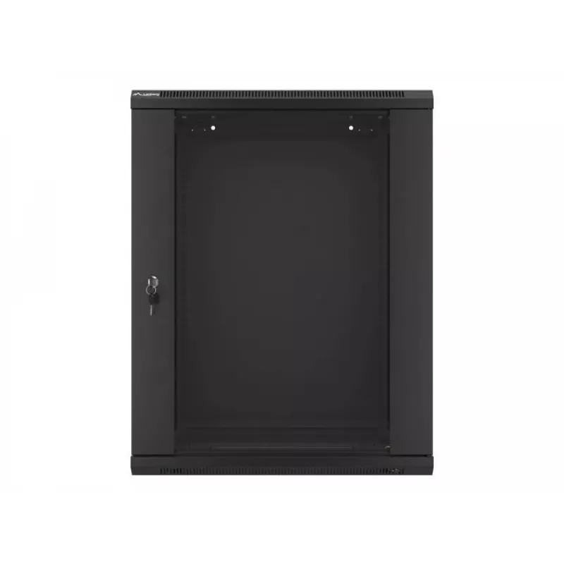 Lanberg wandmontierbarer Installationsschrank 19'' 15U 600x450mm schwarz (Glastür)