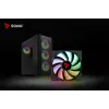 PC-Gehäuse SAVIO Noctis Flow RGB — Cube, ATX/Mini-ITX, 3x 120 mm Frontlüfter, Seitenfenster aus gehärtetem Glas, max. GPU 35 cm
