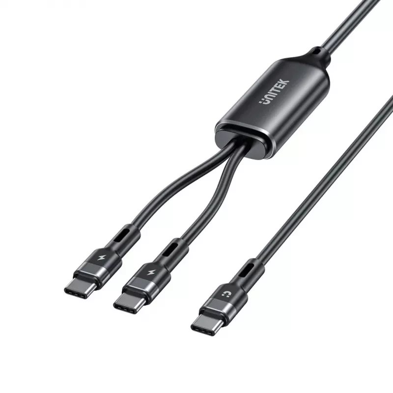 USB-C 2-in-1-Kabel Unitek C14146ABK01 1,8 m, USB-C auf USB-C, 100 W PD, schwarz