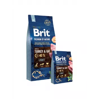 Brit Premium by Nature Light Trockenfutter für Hunde, Pute, Huhn, Apfel und Mais, 15 kg