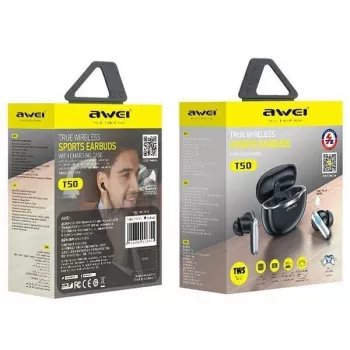 Awei Kopfhörer Bluetooth 5.3 T50 TWS Ladecase /Schwarz