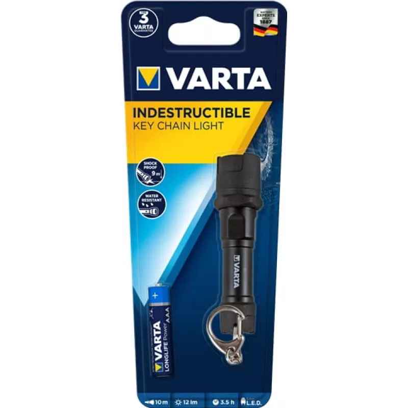 Schlüsselanhänger-Taschenlampe Varta 16701 101 421 Schwarz LED stoßfest IPX4