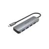 USB-Hub Unitek P5+ — 5 Ports (4 × USB 3.2 Gen 2 Typ-A), USB 3.2 Gen 1 Host, 5 Gbit/s, 10 W PD, Aluminium, Grau
