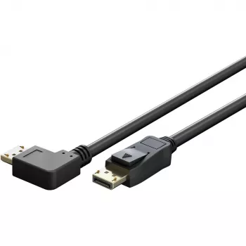 Kabel DisplayPort Plug 90° > DisplayPort Plug, 8K / 144Hz (Schwarz, 2 Meter, 1 Plug 90° side-angled, 54 Gbit/s, DisplayPort 2.0 / 2.1)
