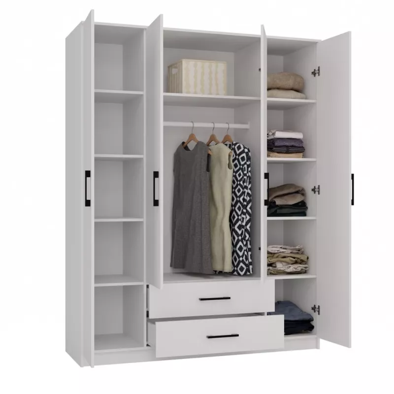 Topeshop ROMANA 160 BIEL KPLB bedroom wardrobe/closet 11 shelves 4 Tür(s) weiß