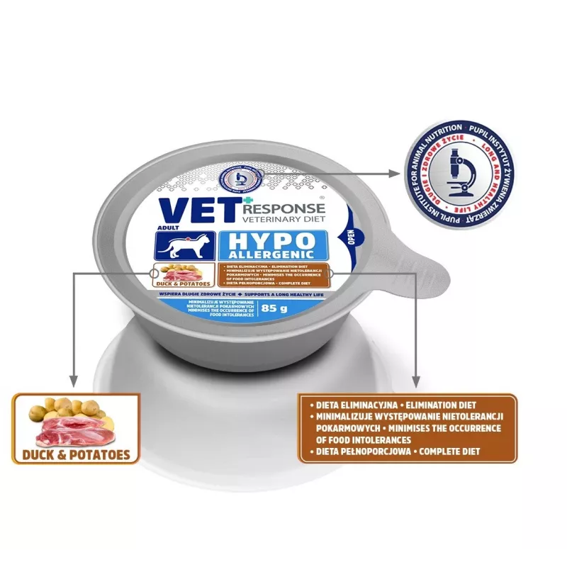 VET RESPONSE Hypoallergenic Duck - Nassfutter für Katzen - 85g