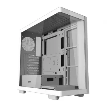 Computergehäuse DarkFlash DS900G Weiß — Mid-Tower, gehärtetes Glas, keine Lüfter