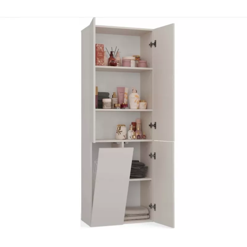 Badezimmerschrank Nel DD 1K Korb Farbe Kaschmir Lange Türen