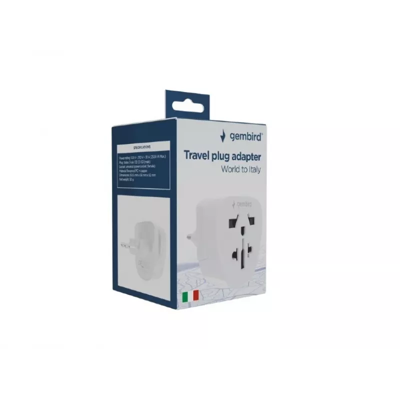 Netzadapter GEMBIRD A-AC-ITMINTF 10 A — Welt-auf-Italien-Steckeradapter