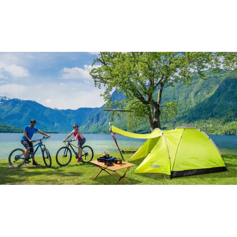 Zelt PROMIS NT80 — 3-Personen-Campingzelt mit Vorzelt und Moskitonetz, Grundfläche 2x2 m