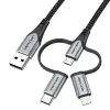 Vention USB 2.0 A Stecker auf 3-in-1 Micro-B&USB-C&Lightning Stecker Kabel 1M Grau Aluminiumlegierung