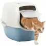 Katzenklos mit Haube Rotho Bailey 560×400×390 mm, blau/weiß, Kohlefilter, Griff, Klapptür