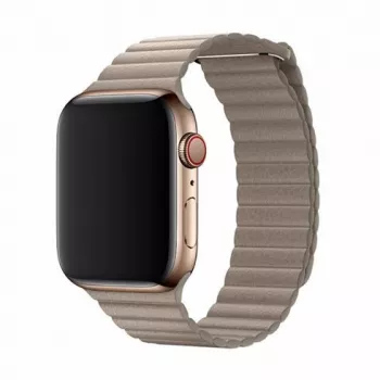 Leder-Loop-Armband für Apple Watch 44 mm — Devia Elegant Stone, Ledermagnetverschluss