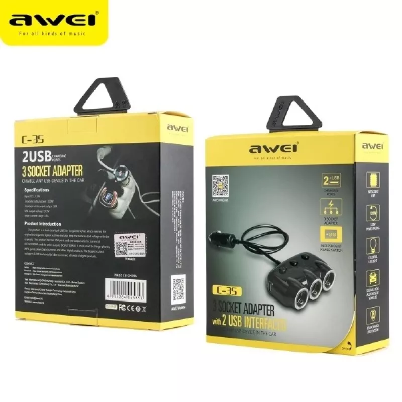 Auto-Zigarettenanzünder-Adapter Awei C-35 für 12V- und 24V-Steckdosen