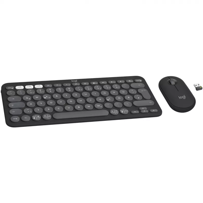 Logitech Pebble 2 Combo Wireless Keyboard Mouse QWERTZ Deutsch Graphit