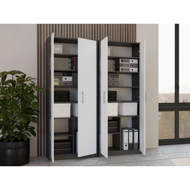 OLIV 2D CLOSED SHELVING UNIT, ANTHRACITE/Weiß SET
