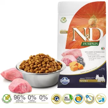 FARMINA N&D Pumpkin Dog Lamb & Blueberry Adult Mini - Trockenfutter für Hunde - 800 g