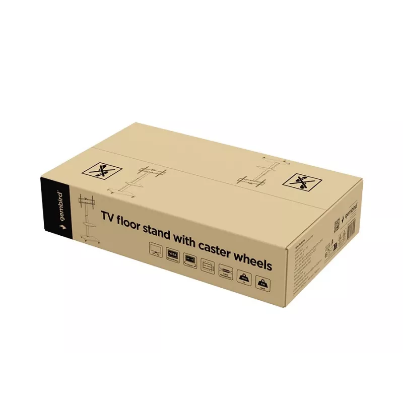 Gembird TVS-75S-02 TV-Bodenständer mit Rollen, 37 - 75, schwarz