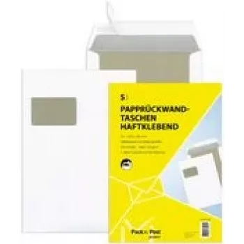 Versandumschlag MAILmedia weiß mit Kartonrücken und Fenster, selbstklebender Streifen, 120 g/m²