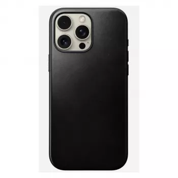 Handyhülle Nomad Modern Leather Case für iPhone 16 Pro Max, 6,9 Zoll (17,5 cm), schwarz, Leder+PC+TPU