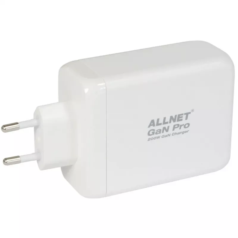 ALLNET Netzteil PSU-GaNPD-USB-1A3C-200W — 200W GaN USB-Ladegerät, 1× USB-A, 3× USB-C