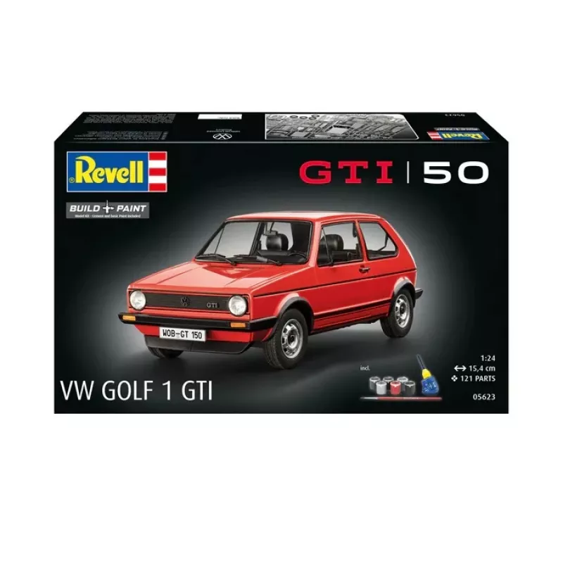 Kunststoff-Modellauto REVELL VW Golf1 GTI 50 Jahre Maßstab 1:24