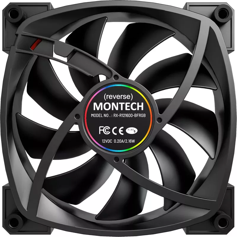 Lüfter Montech RX120 PWM 12 cm Schwarz 720–1760 RPM Rifle Bearing