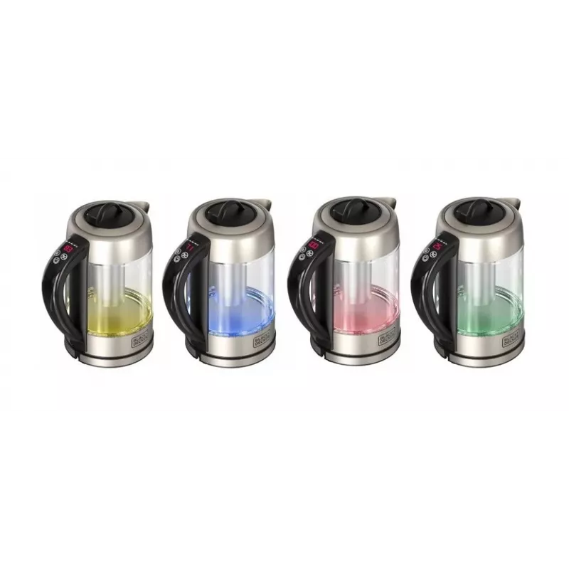 Wasserkocher Schwarz & Decker 1,7 L 2200 W Schwarz Edelstahl Transparent