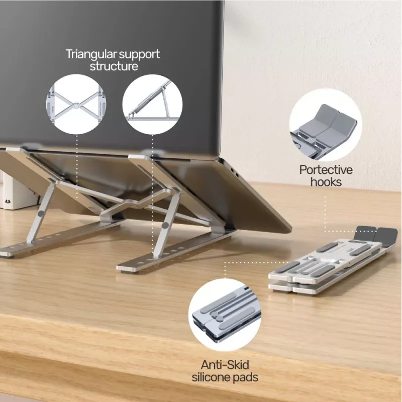 Laptopständer UNITEK OT155SL Silber Aluminium 13-41° neigbar